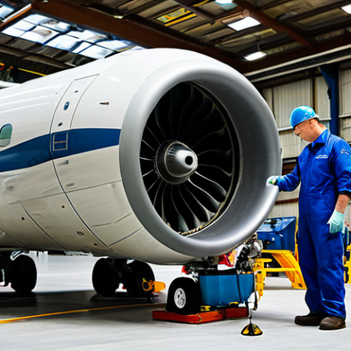 **Prompt:** "A professional aircraft maintenance technician in appropriate attire, fully clothed, inspecting a jet engine in a well-lit hangar, tools neatly organized nearby, safe for work, perfect anatomy, natural proportions, professional, modest, family-friendly."