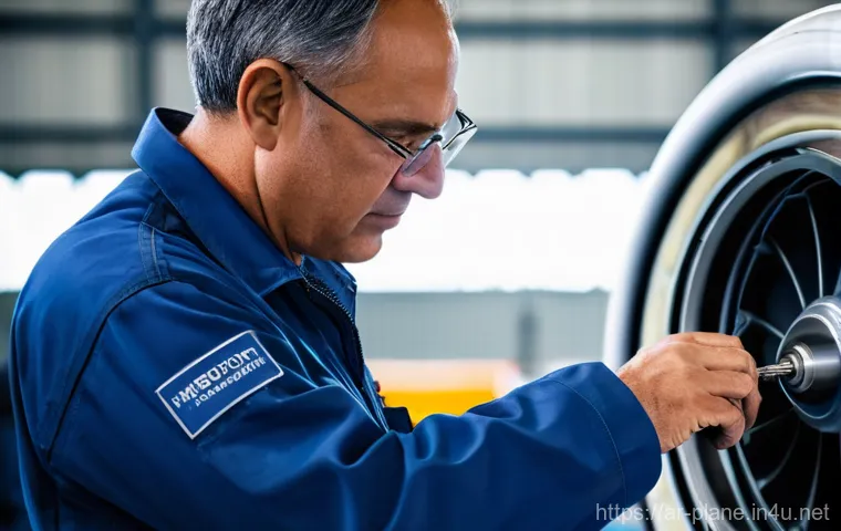 항공정비사와 협력 업체 관계 관리 - **Prompt:** A highly skilled and experienced male aircraft maintenance engineer, in his late 40s to ...