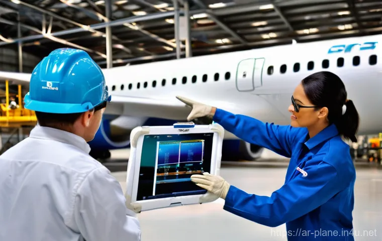 항공정비사와 항공기 성능 테스트 - A diverse team of skilled aircraft maintenance engineers, both male and female, in clean, profession...