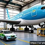 항공정비사와 항공기 엔진 유지보수 - A highly detailed scene inside a modern aircraft maintenance hangar in the Middle East, featuring sk...